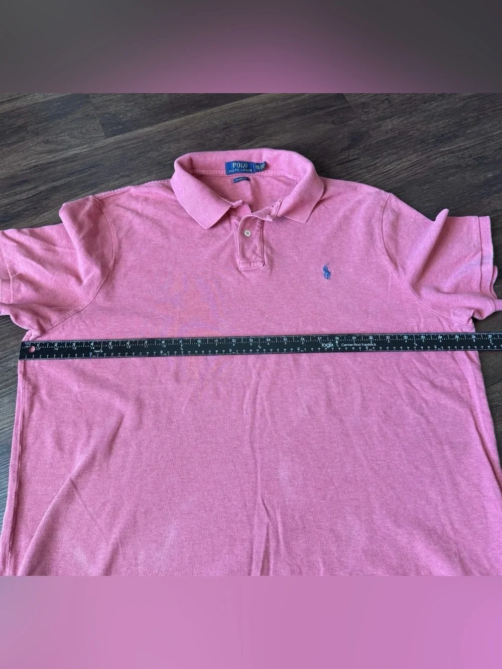 Polo by Ralph Lauren Men's Heather Pink Polo with Navy Pony
